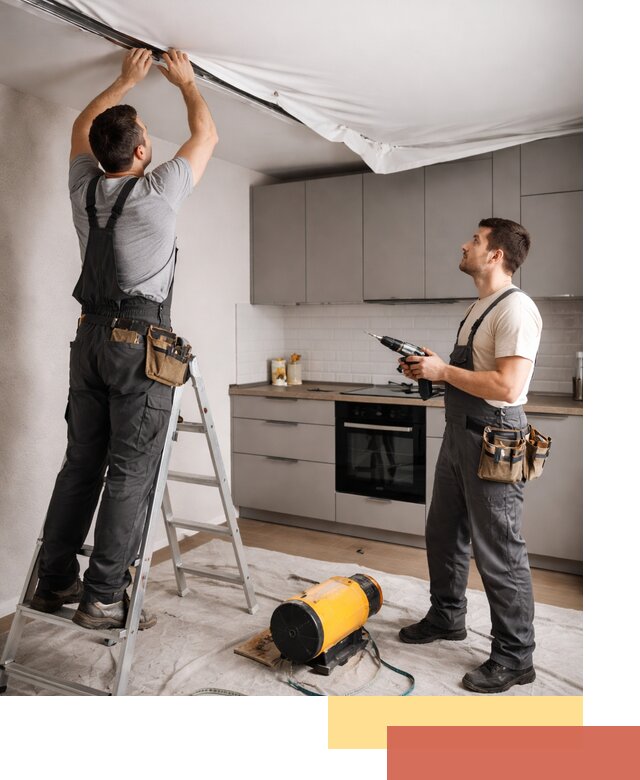 Монтаж натяжного потолка на кухне в волжском