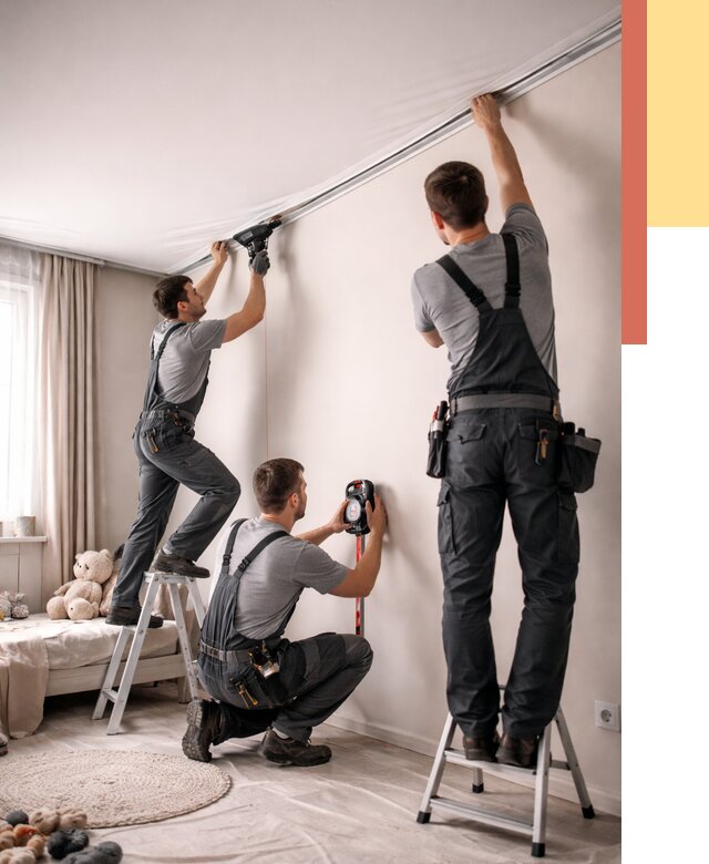 Монтаж натяжного потолка в детской в волжском от 3546 руб. — быстро и недорого | ОТДЕЛОЧНИК-Влж