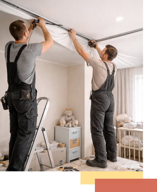 Монтаж натяжного потолка в детской комнате в волжском