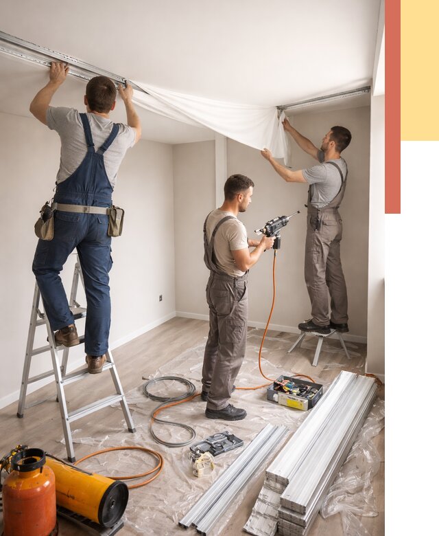 Монтаж натяжного потолка в студии в волжском от 5572 руб. — быстро и недорого | ОТДЕЛОЧНИК-Влж