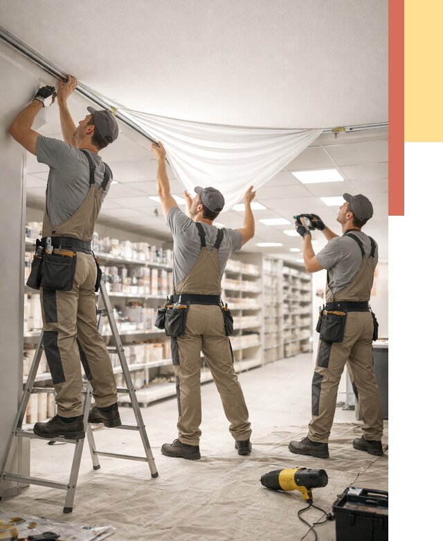 Монтаж натяжного потолка в магазине в волжском от 4559 руб. быстро и недорого | ОТДЕЛОЧНИК-Влж