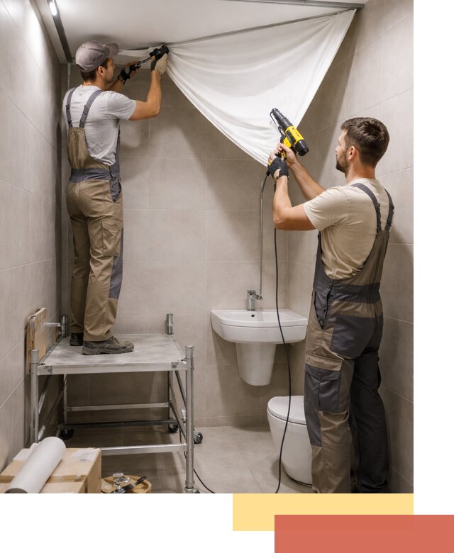 Монтаж натяжного потолка в санузле в волжском