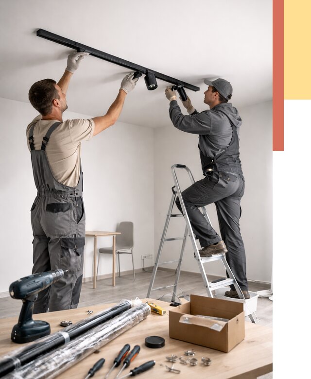 Установка трековых светильников в натяжной потолок в волжском от 4255 руб. | ОТДЕЛОЧНИК-Влж