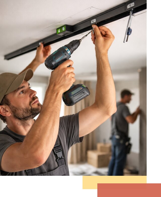 Установка трековых светильников в натяжной потолок в волжском