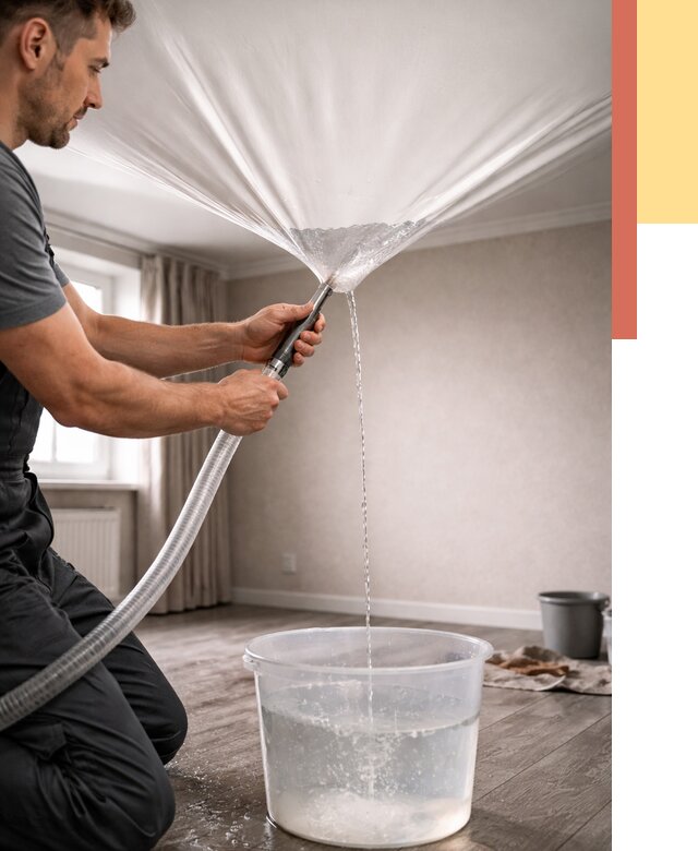 Слив воды с натяжного потолка в волжском от 2533 руб. быстро и недорого | ОТДЕЛОЧНИК-Влж