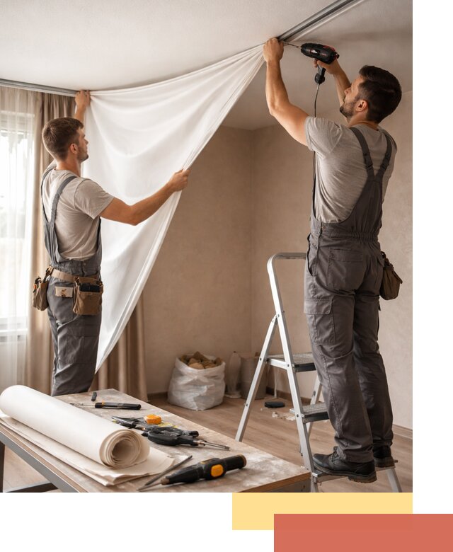 Замена полотна натяжного потолка в волжском быстро и качественно