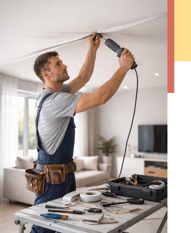 Ремонт натяжных потолков в волжском от 9624 руб. под ключ — ОТДЕЛОЧНИК-Влж