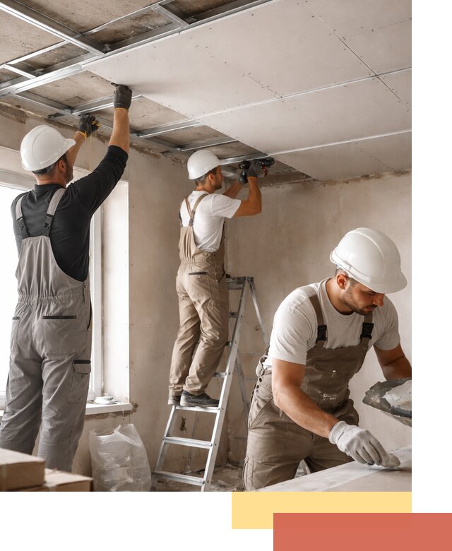 Одноуровневый потолок из гипсокартона в волжском — монтаж и отделка