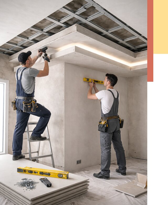 Двухуровневый потолок из гипсокартона в волжском от 1469 руб. под ключ | ОТДЕЛОЧНИК-Влж