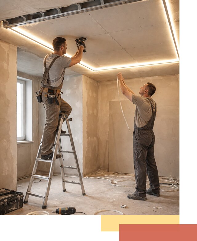 Потолок из гипсокартона с подсветкой в волжском