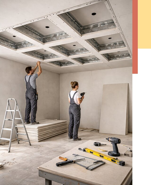 Кессонный потолок из гипсокартона в волжском от 1874 руб. — монтаж и под ключ | ОТДЕЛОЧНИК-Влж