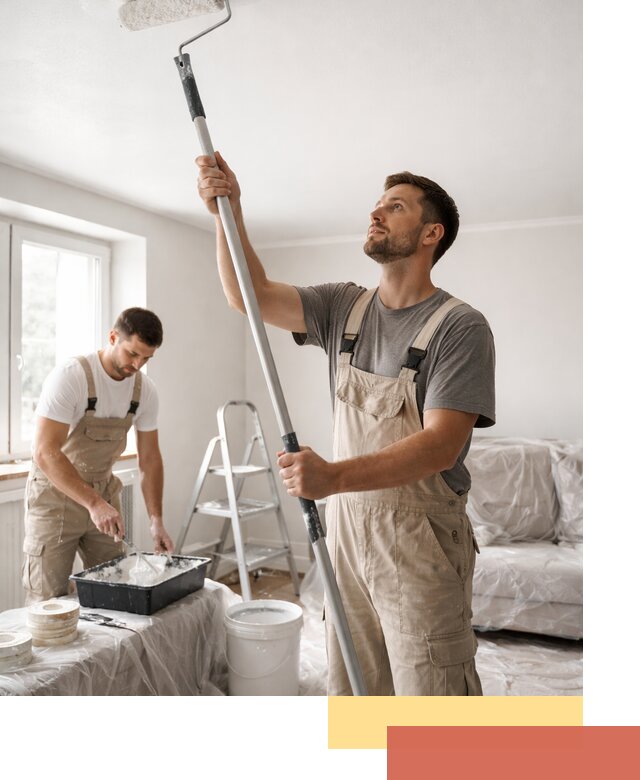 Покраска потолка водоэмульсионной краской в волжском