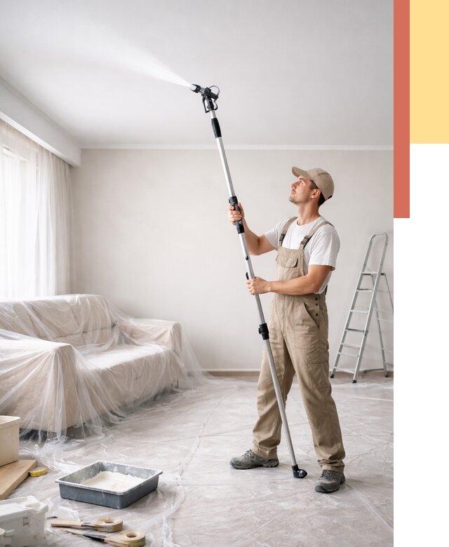 Покраска потолка краскопультом в волжском от 4559 руб. быстро и недорого | ОТДЕЛОЧНИК-Влж