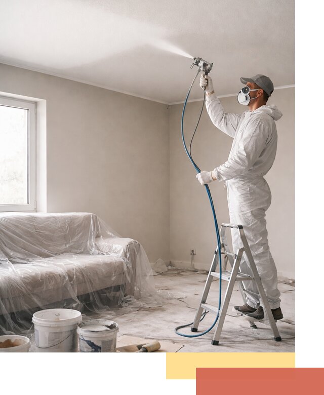 Покраска потолка краскопультом в волжском быстро и качественно